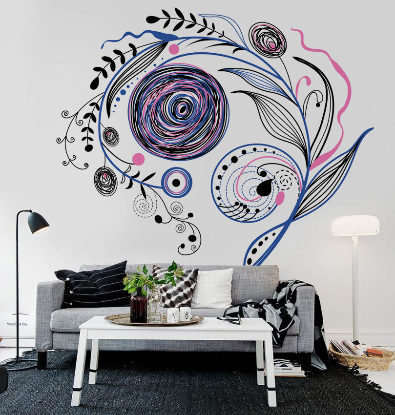 Floral Abstract Pixers Modern Living Room wall mural,wallpaper,floral,abstract