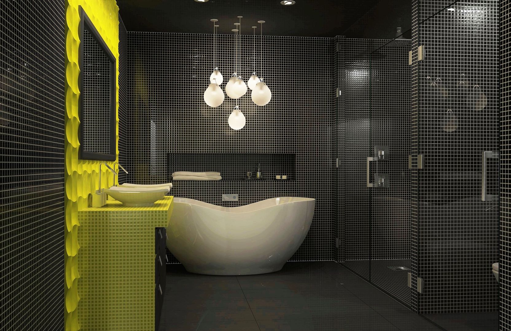 Bathroom interior design Lena Lobiv Interior Design Moderne badkamers interior,interiordesign,bathroom,mosaic tile,bright colours,homedecor