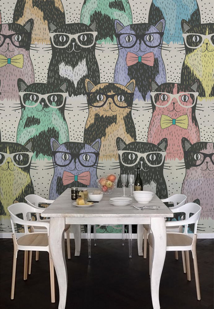 Cats Pixers Salle à manger moderne wall mural,wallpaper,cats