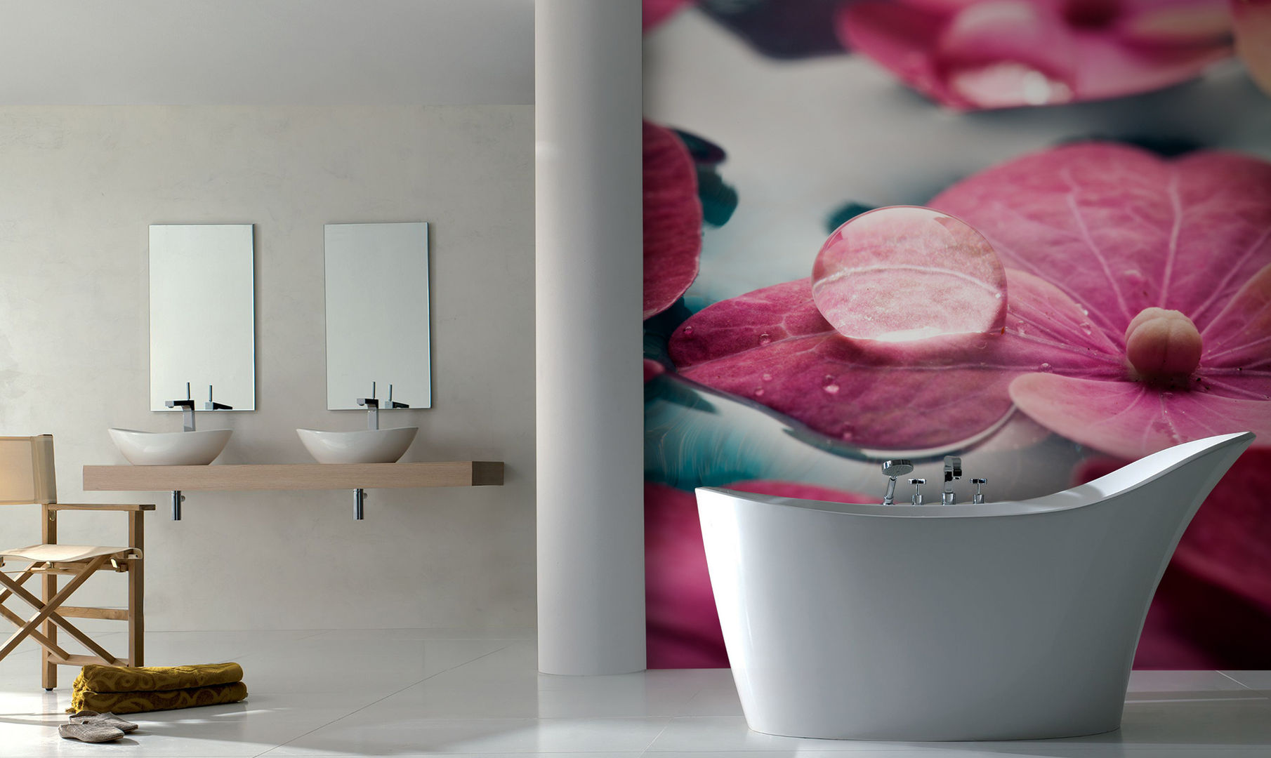 Bath in Flowers Pixers Modern style bathrooms wall mural,wallpaper,flowers,petals