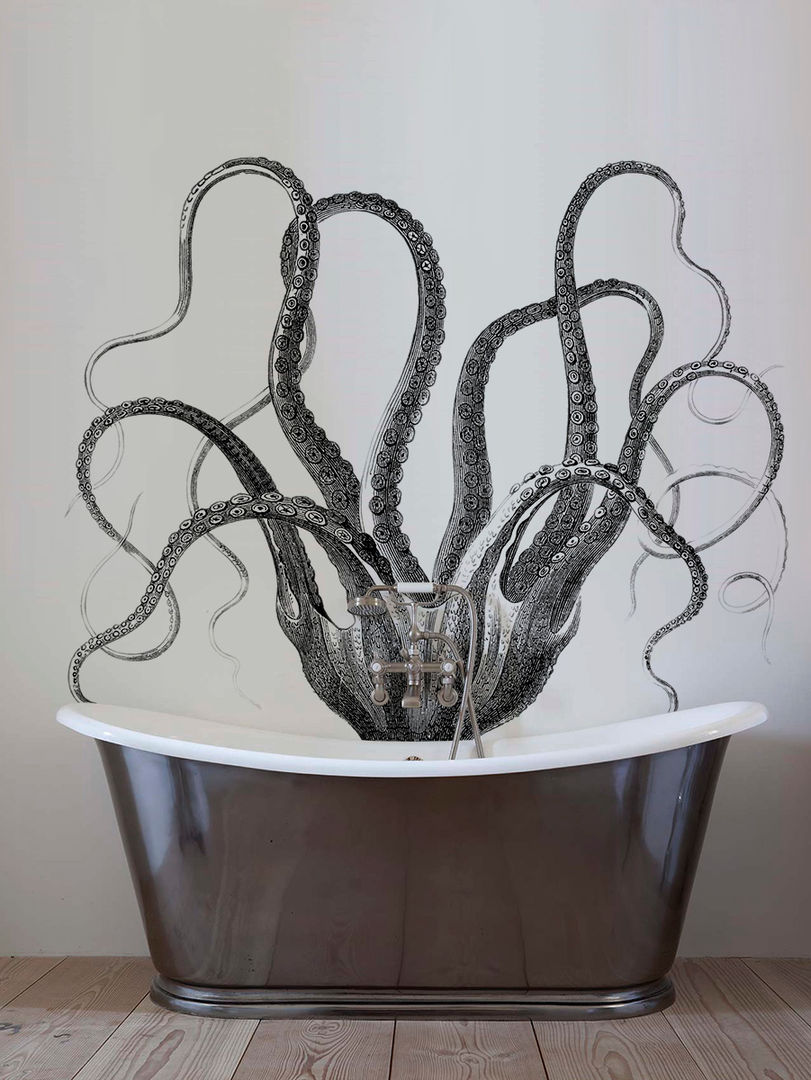 Octopus Pixers Moderne Badezimmer wall mural,wallpaper,octopus