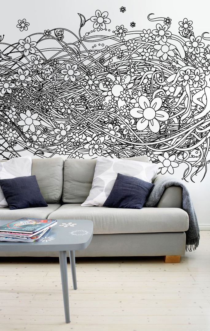Meadow Pixers Scandinavian style living room wall mural,wallpaper,flowers,abstract