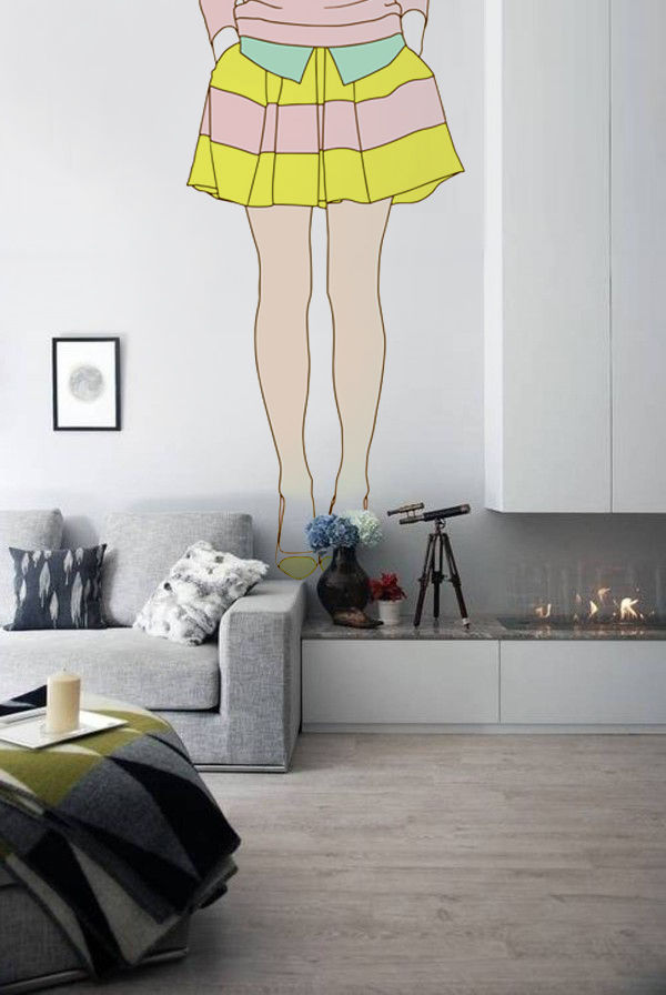 Yellow skirt Pixers Salas modernas wall mural,wallpaper,retro,girl,yellow,skirt,girly