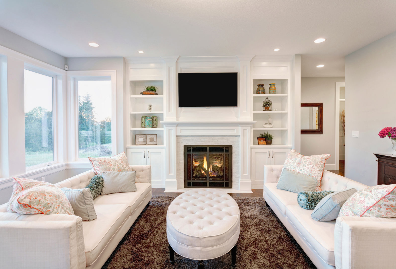 White With Pastel Accents Gracious Luxury Interiors Modern living room