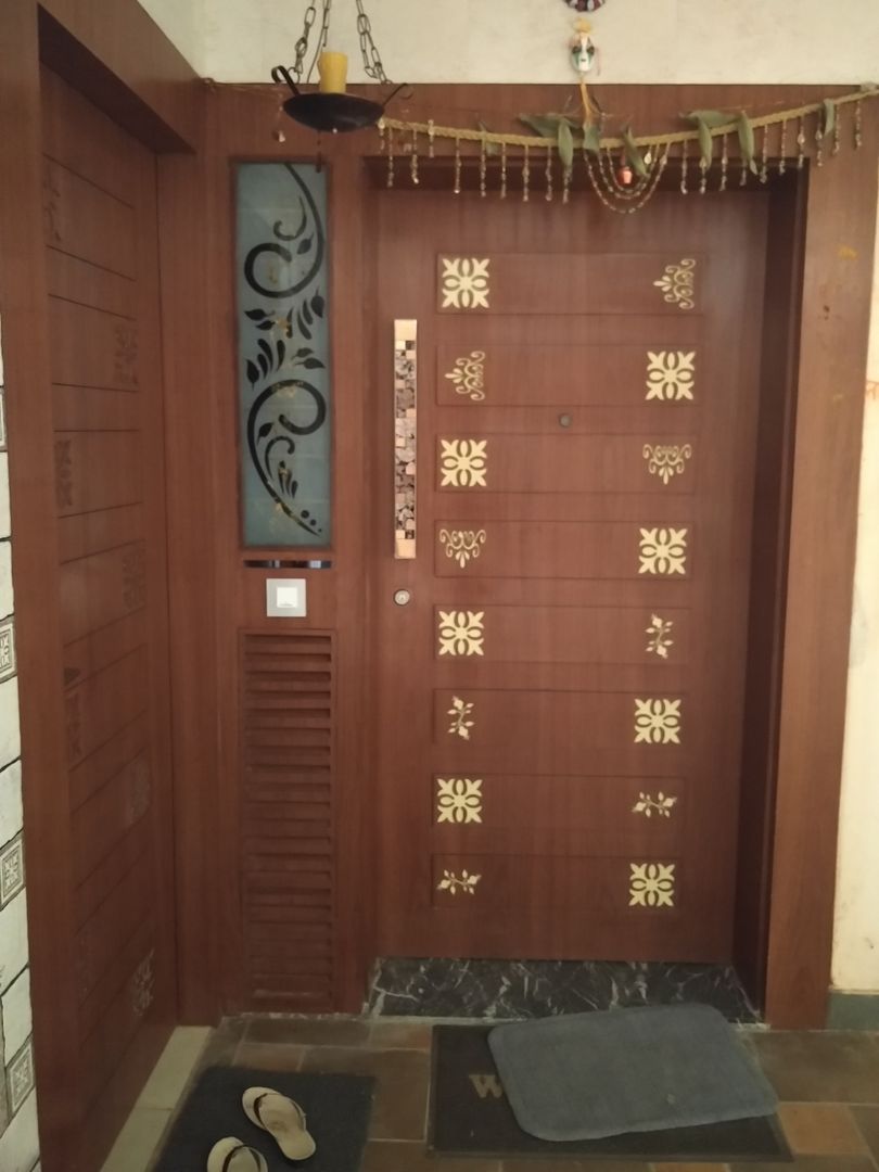 4BHK Rangoli Garden, Shape Interiors Shape Interiors Puertas y ventanas de estilo asiático Contrachapado
