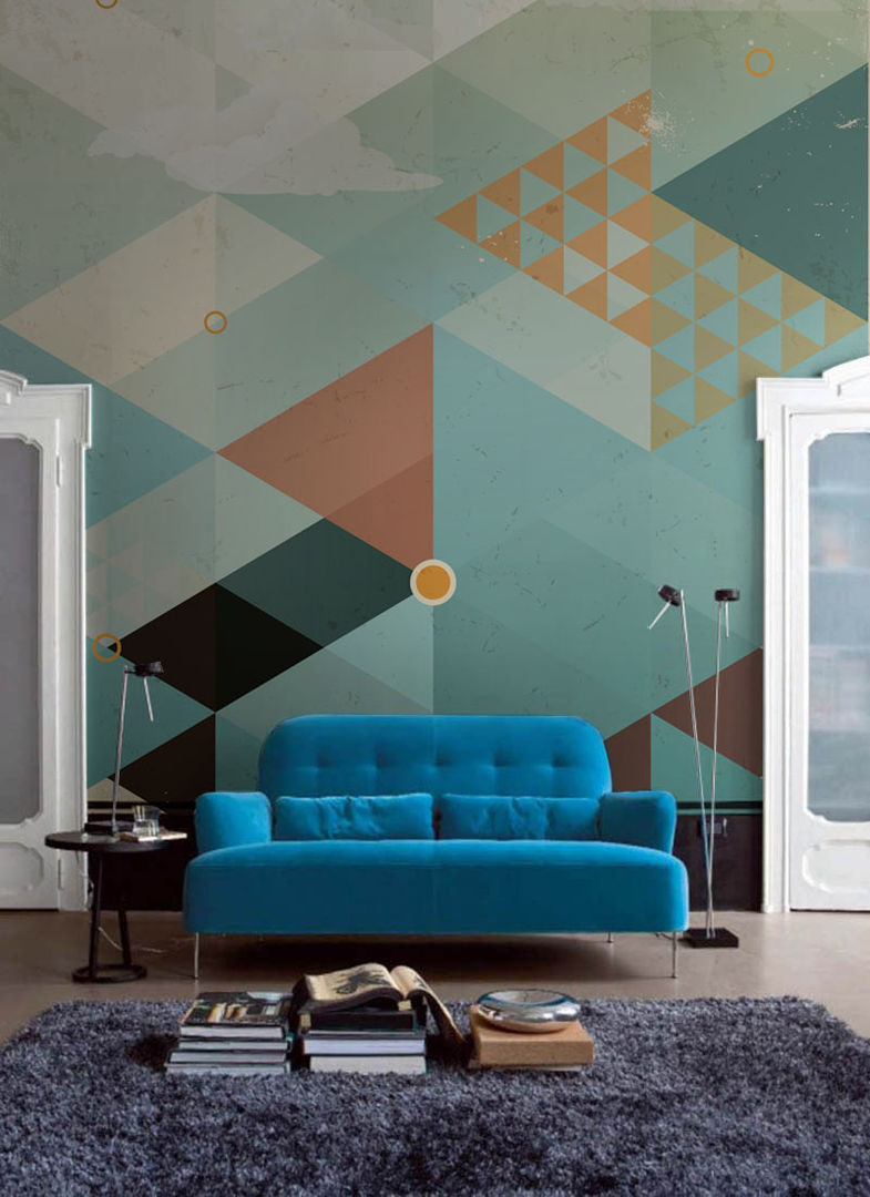 Geometric Sky Pixers Living room wall mural,wallpaper,geometry,abstract,retro,geometric