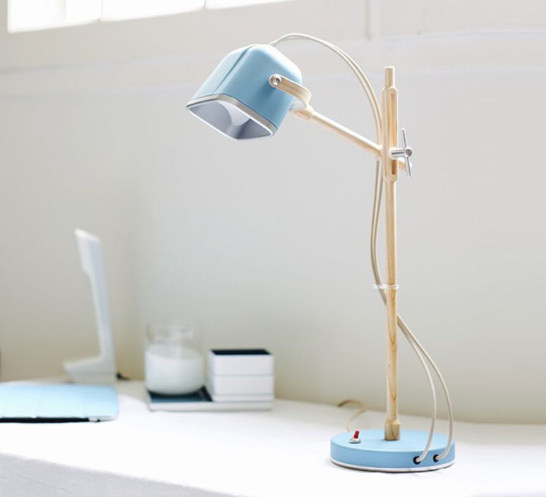 LAMPE À POSER, MOB WOOD, BLEU MAT, H60CM - SWABDESIGN NEDGIS Commercial spaces Wood Wood effect Office buildings