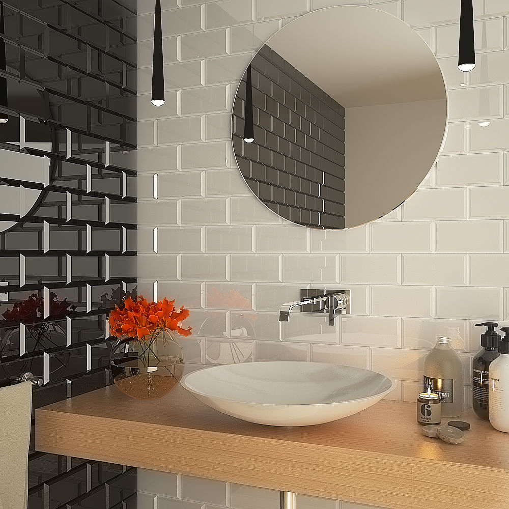 black and white olivia Sciuto Bagno moderno Illuminazione