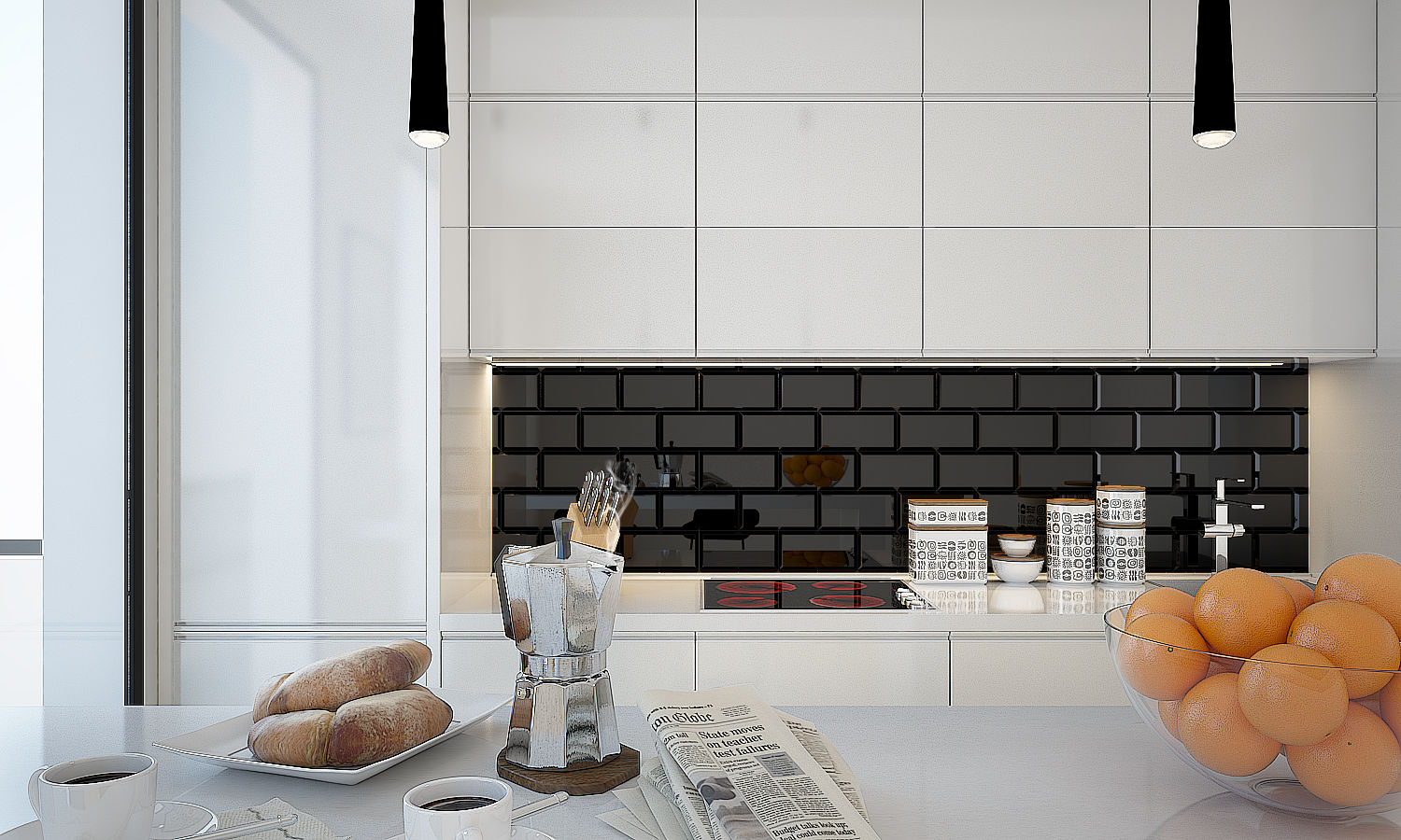 black olivia Sciuto Cucina moderna Illuminazione