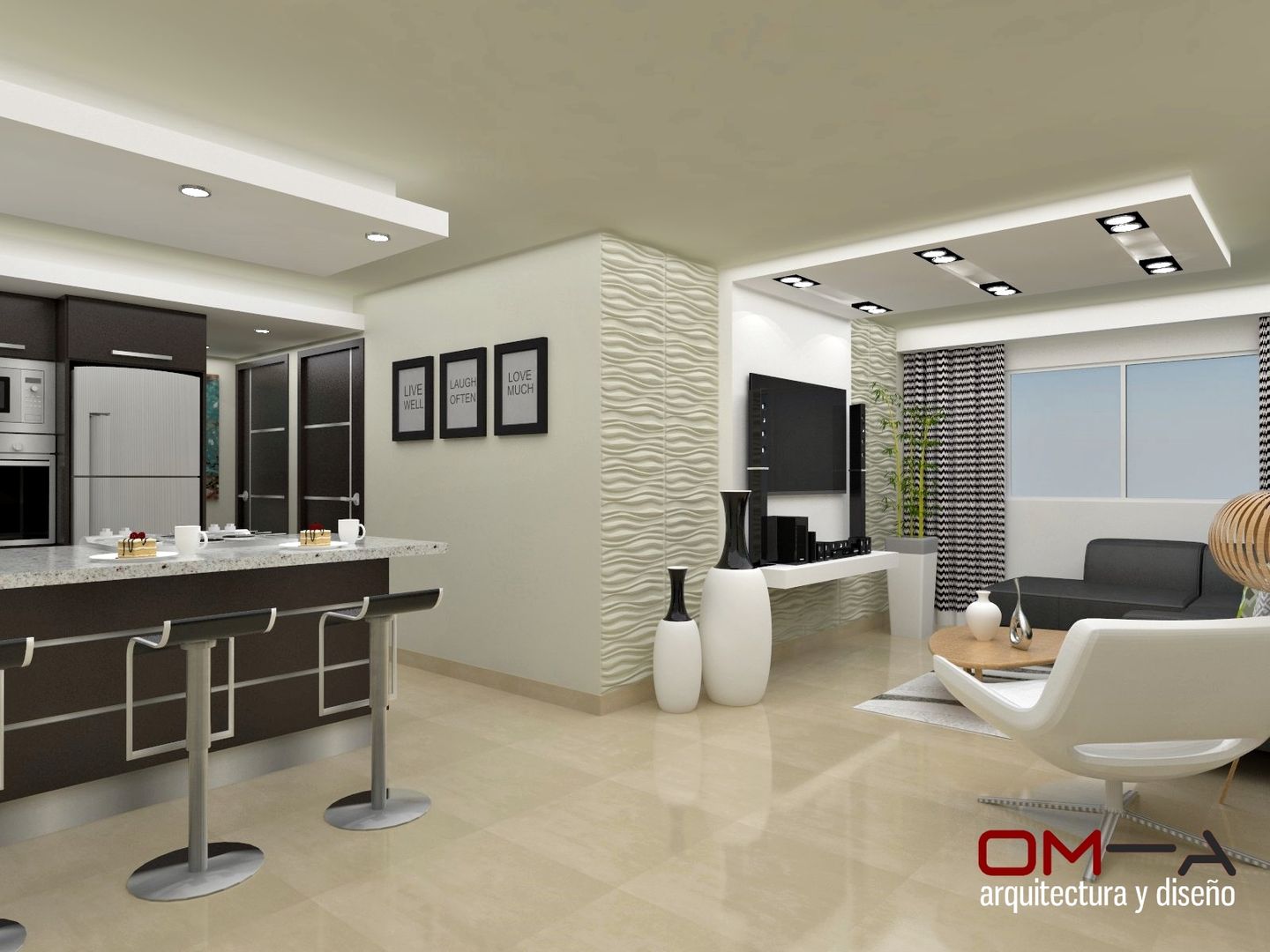 Diseño interior en apartamento , om-a arquitectura y diseño om-a arquitectura y diseño Кухня в стиле модерн