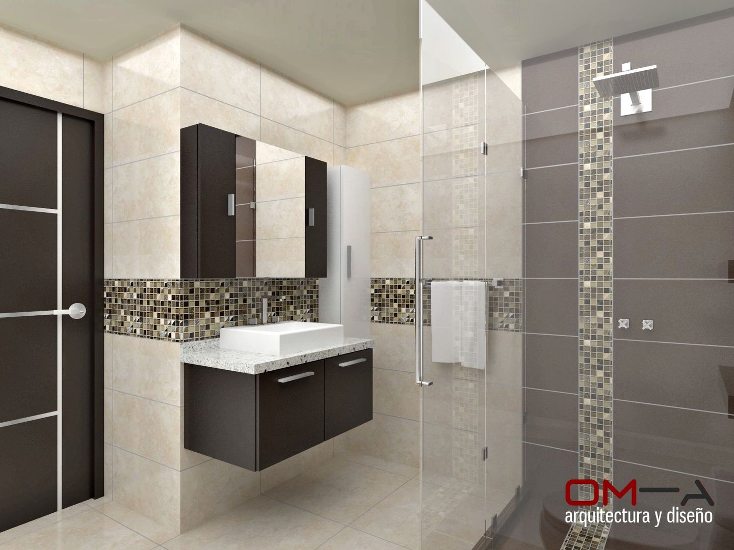 Diseño interior en apartamento , om-a arquitectura y diseño om-a arquitectura y diseño Phòng tắm phong cách hiện đại