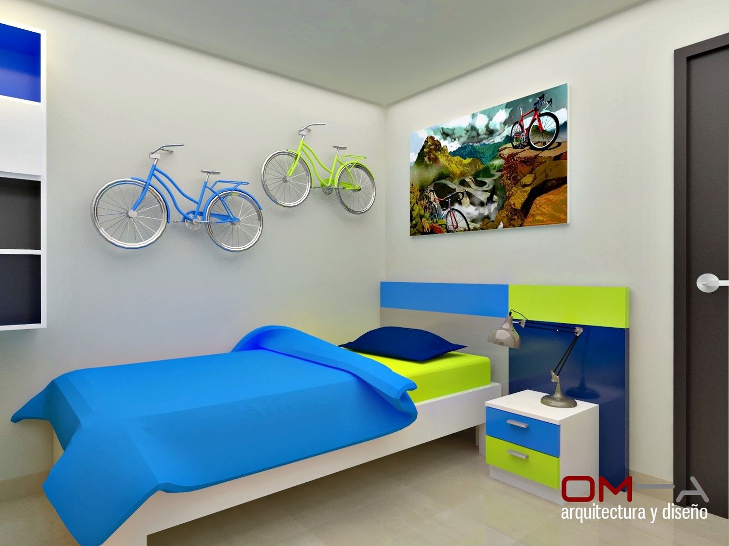 Diseño interior en apartamento , om-a arquitectura y diseño om-a arquitectura y diseño Quarto infantil moderno