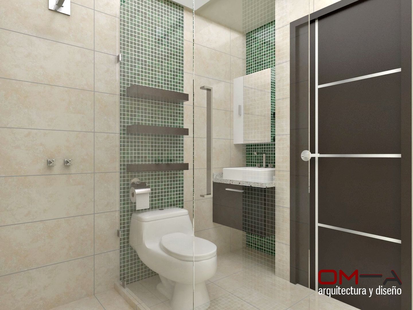 Diseño interior en apartamento , om-a arquitectura y diseño om-a arquitectura y diseño Salle de bain moderne
