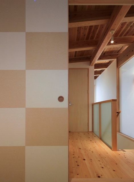 kumekubota house, 髙岡建築研究室 髙岡建築研究室 Asian style corridor, hallway & stairs Wood Wood effect