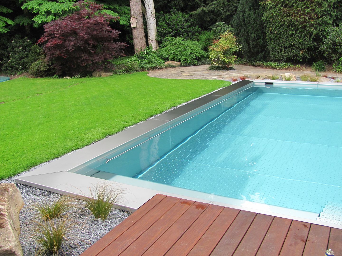 Edelstahlpool mit Skimmertechnik, Gegenstromanlage und Galabau, Hesselbach GmbH Hesselbach GmbH مسبح حديد