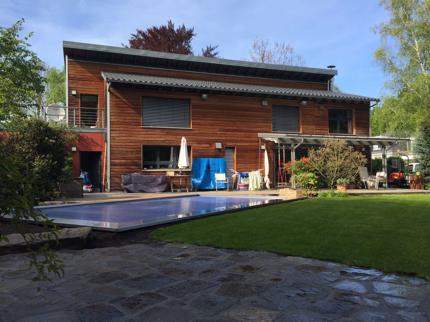 Edelstahlpool mit Skimmertechnik, Gegenstromanlage und Galabau, Hesselbach GmbH Hesselbach GmbH Pool آئرن / اسٹیل