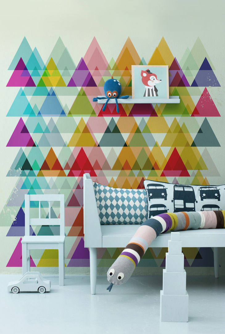 Triangles Pixers 미니멀리스트 아이방 wall mural,wallpaper,kid,child,animals,colors