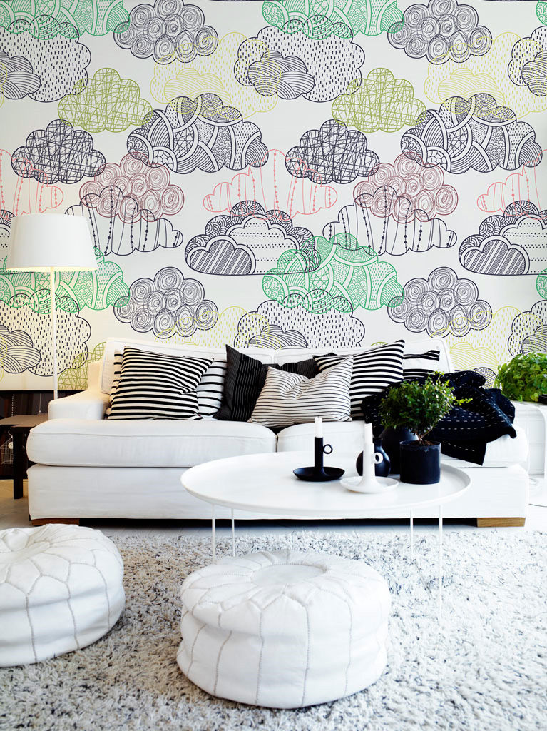 Clouds Pixers Living room wallpaper,wall mural,clouds,sketch,doodle,graphic