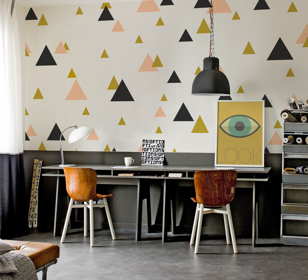 Triangles Pixers Eclectic style study/office wall mural,wallpaper,triangles,pattern,abstract,geometric