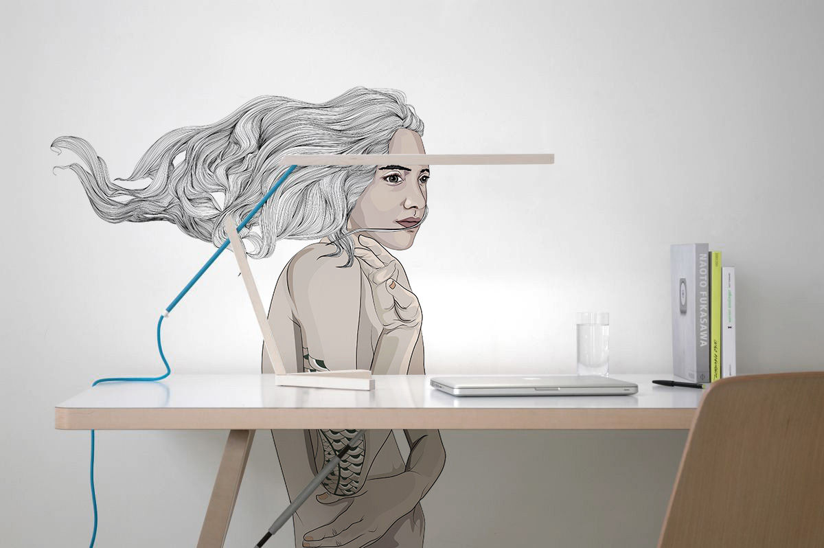 Windy Pixers Ruang Studi/Kantor Modern wall mural,wallpaper,girl,windy,siren