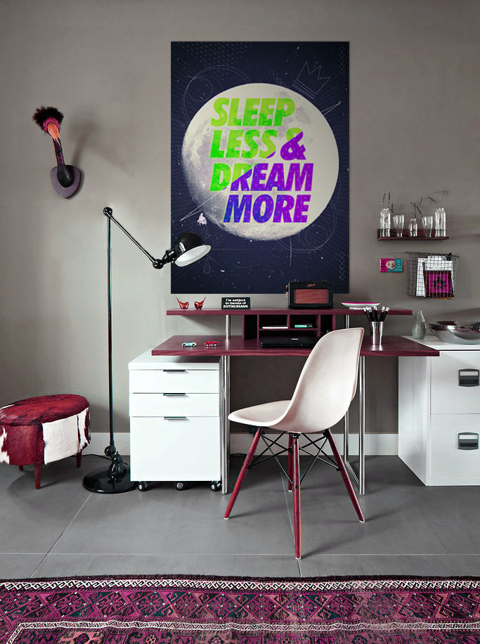 Sleep Less Pixers Ruang Studi/Kantor Modern poster,moon,sleep,motivation