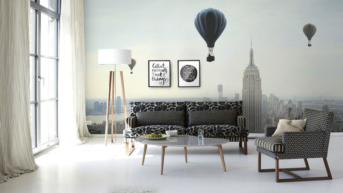 Air Ballon homify Scandinavian style living room wall mural,wallpaper,baloon,air baloon,sky