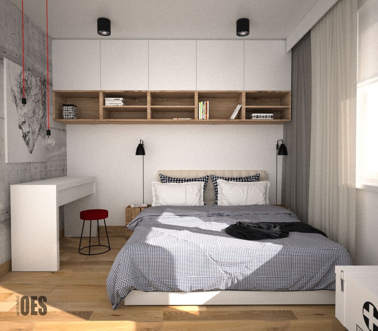 Projekt mieszkania w Bytomiu, OES architekci OES architekci Modern style bedroom Concrete