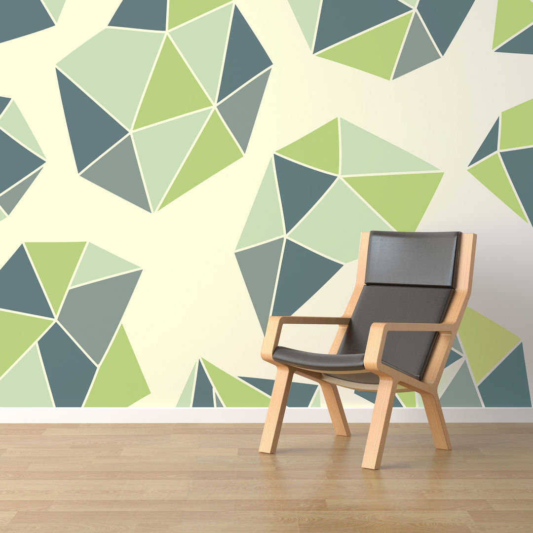 Green Diamonds Pixers Minimalist living room wall mural,green,geometry,geometric,pattern,wallpaper