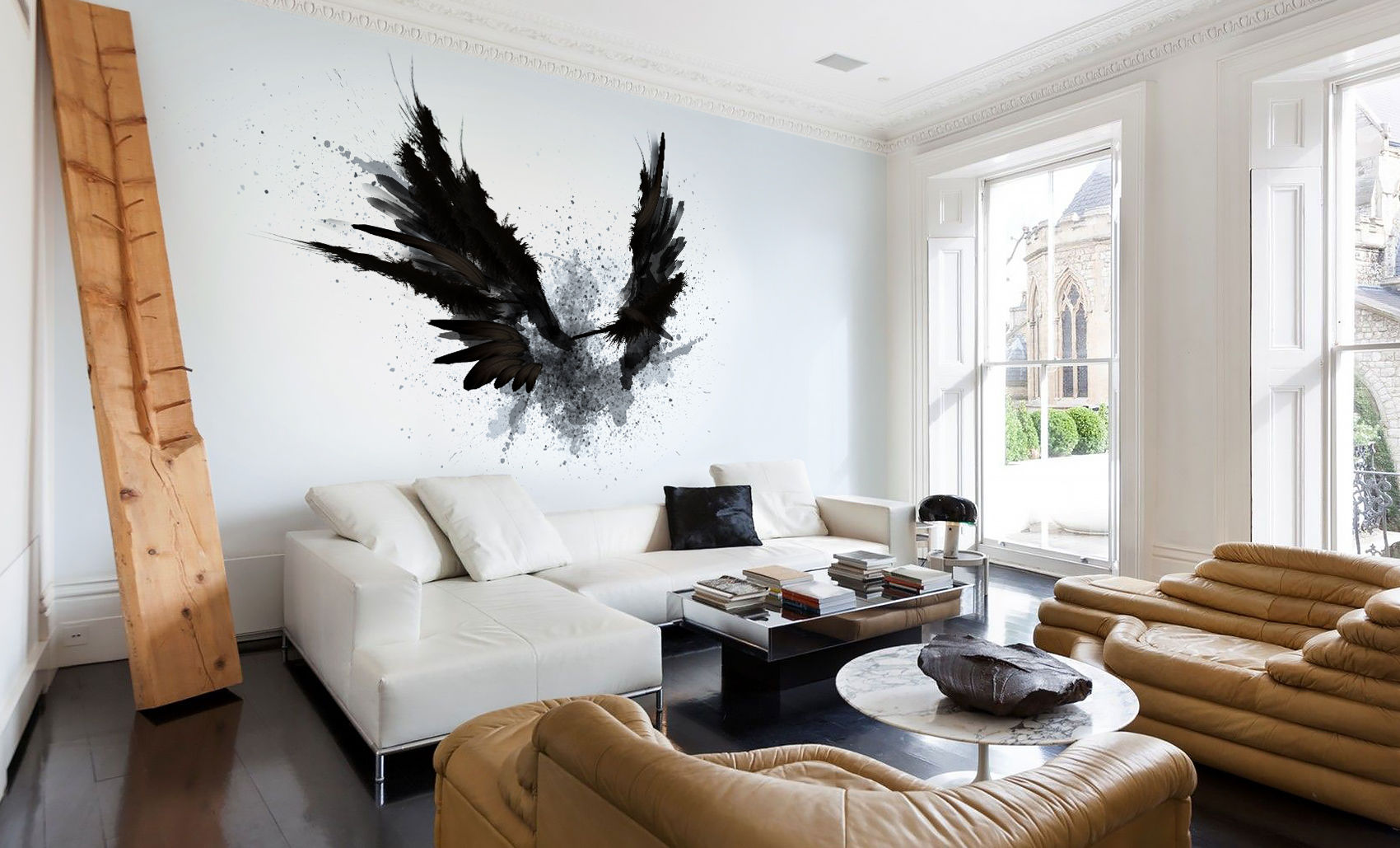 Black Wings Pixers Ruang Keluarga Modern wings,black,fantasy,wall mural,wallpaper