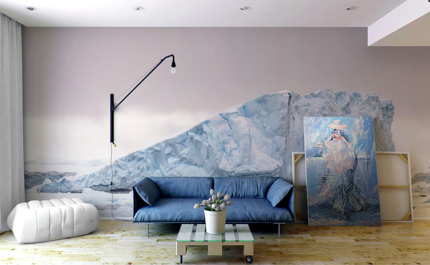 Ice Cold Pixers Minimalist living room ice,wall mural,antarctica,winter,cold,cold colours,wallpaper