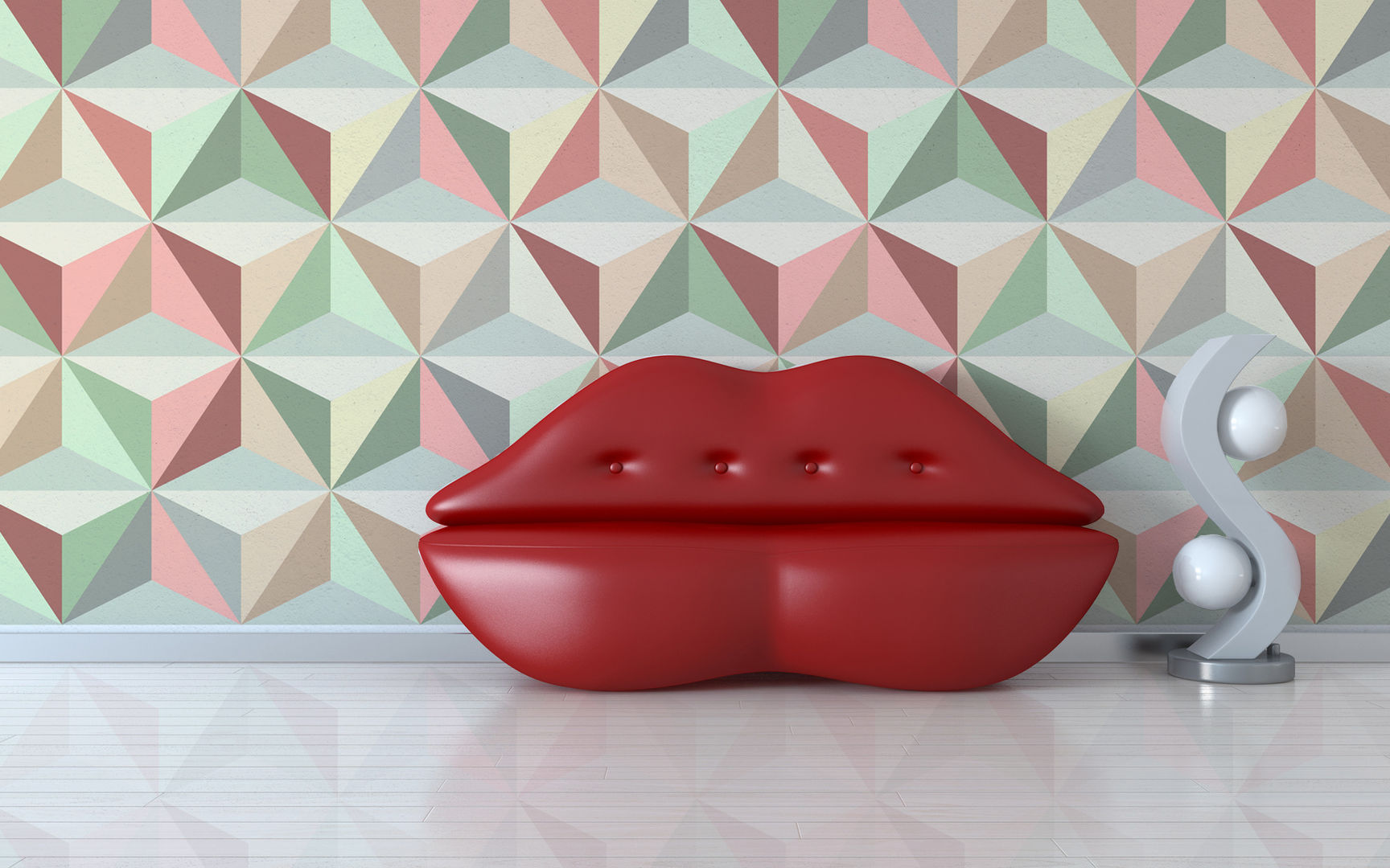 Threesome Pixers Salones de estilo moderno geometry,trangle,pattern,wall mural,wallpaper