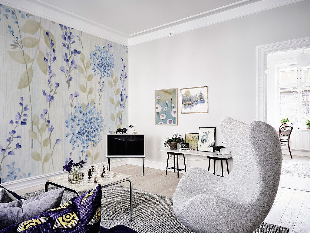 Violet Flowers Pixers Living room flowers,pattern,violet,wall mural,wallpaper