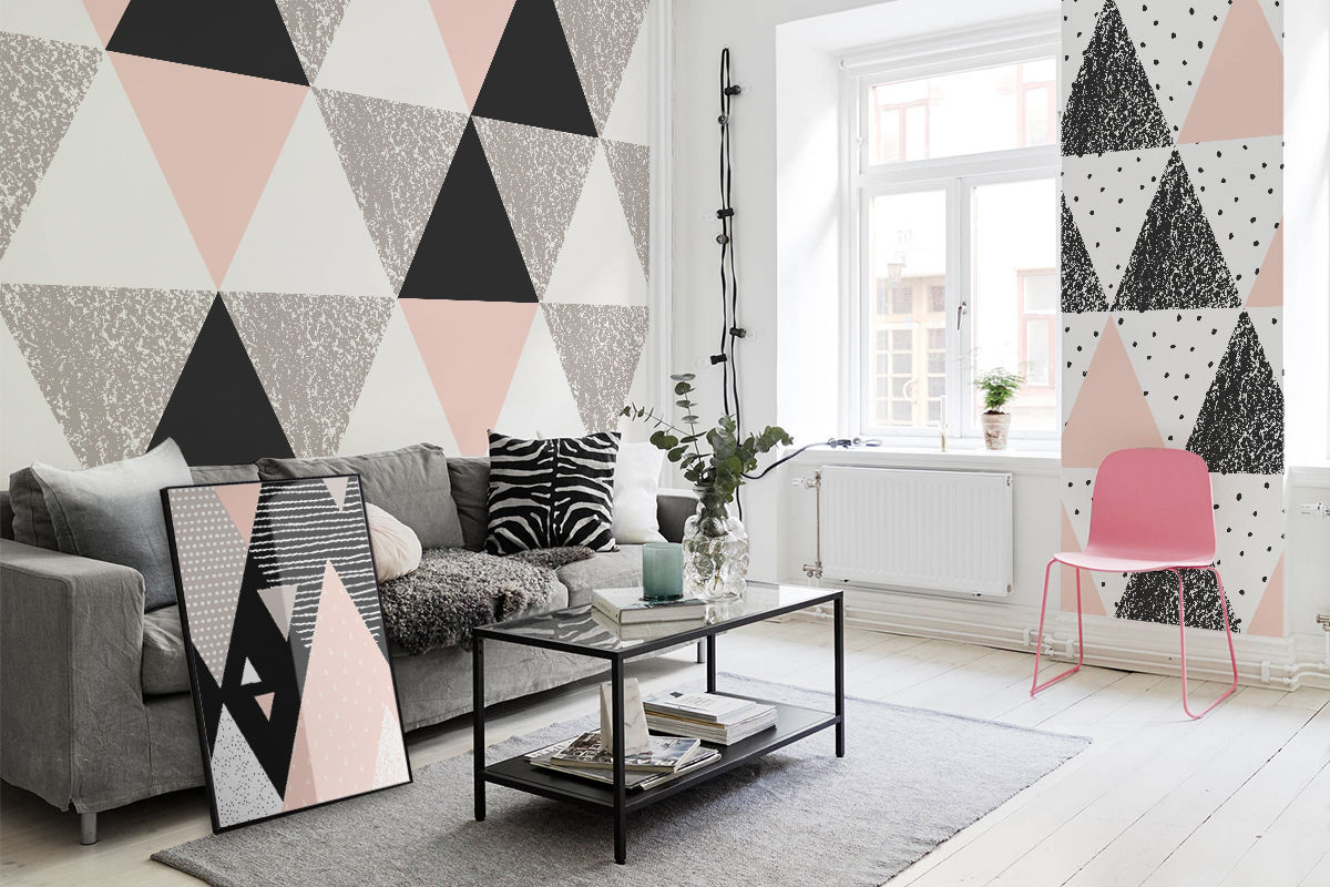 Pastel triangles Pixers Eclectische woonkamers pastel,pastels,triangles,wall mural,wallpaper