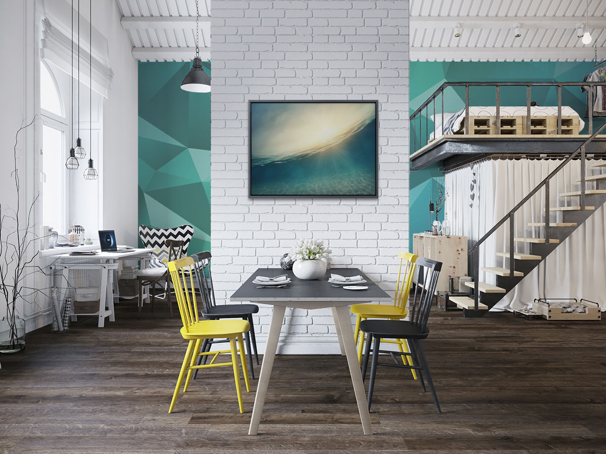 The Big Blue Pixers Moderne Esszimmer Blau geometry,blue,pattern,wall mural,wallpaper