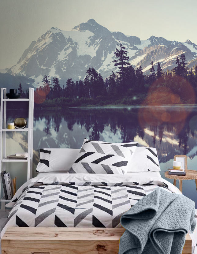 Lake Pixers Bedroom mountains,lake,snow,nature,wall mural,wallpaper