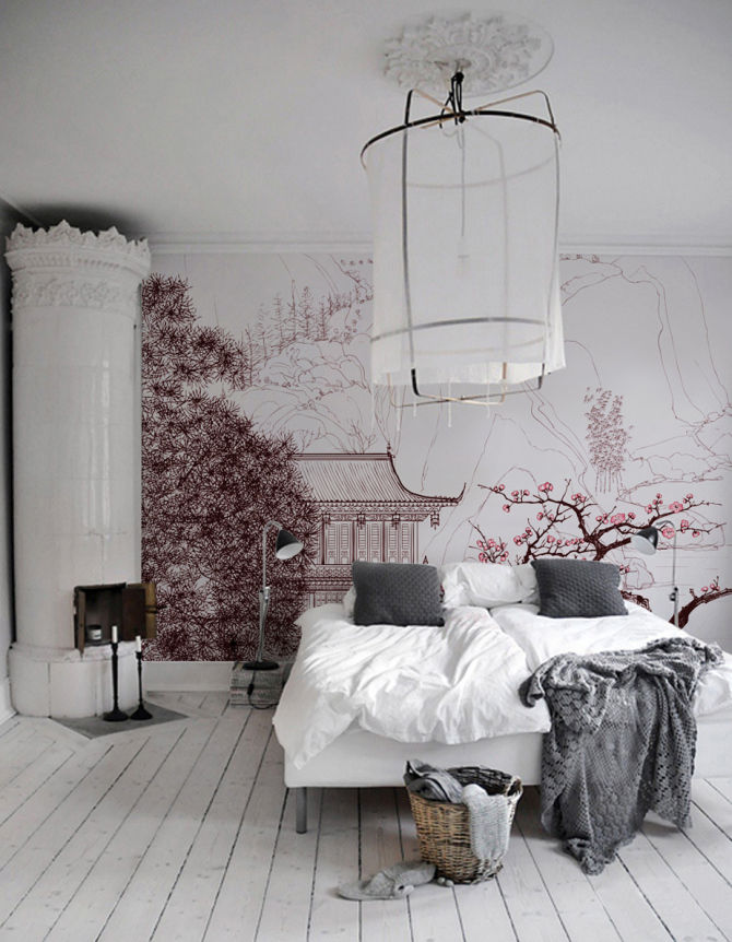 Cherry blossom Pixers Asian style bedroom japan,japanese,cherry,blossom,wall mural,wallpaper
