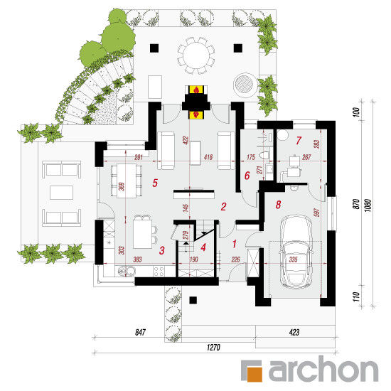Projekt: Dom w brunerach homify projekt domu,projekty domów,ARCHON+,ARCHON,parter,rzut