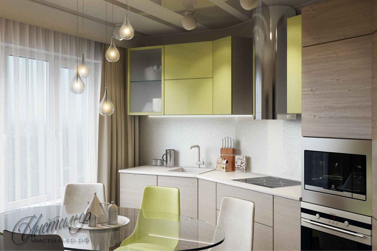 Дизайн интерьера техкомнатной квартиры в современном стиле, Студия Инстильер | Studio Instilier Студия Инстильер | Studio Instilier Kitchen