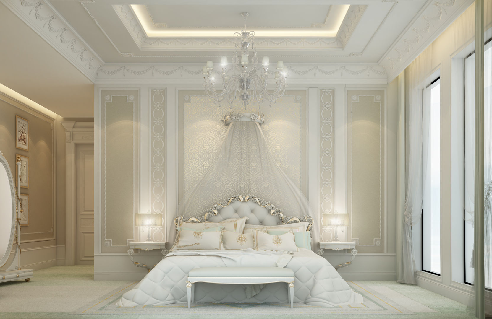 Bedroom Design in Soft and Restful Scheme, IONS DESIGN IONS DESIGN Minimalist Yatak Odası Mermer bedroom design,interior design,home design,home interior