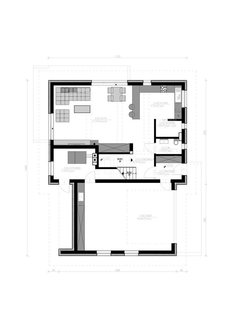 Projekt domu jednorodzinnego, MFA Studio Sp z o.o. MFA Studio Sp z o.o. Paredes e pisos modernos