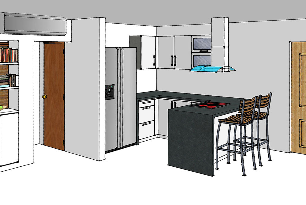 Render cocina integral Remodelar Proyectos Integrales Cocinas modernas Tablero DM render,cocina integral,reforma cocina,remodelacion cocina,imagen cocina