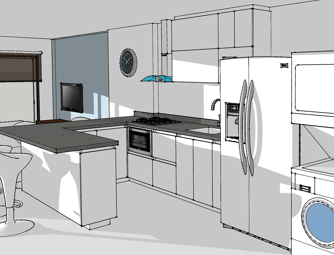 Render cocina integral Remodelar Proyectos Integrales Cocinas modernas: Ideas, imágenes y decoración Tablero DM