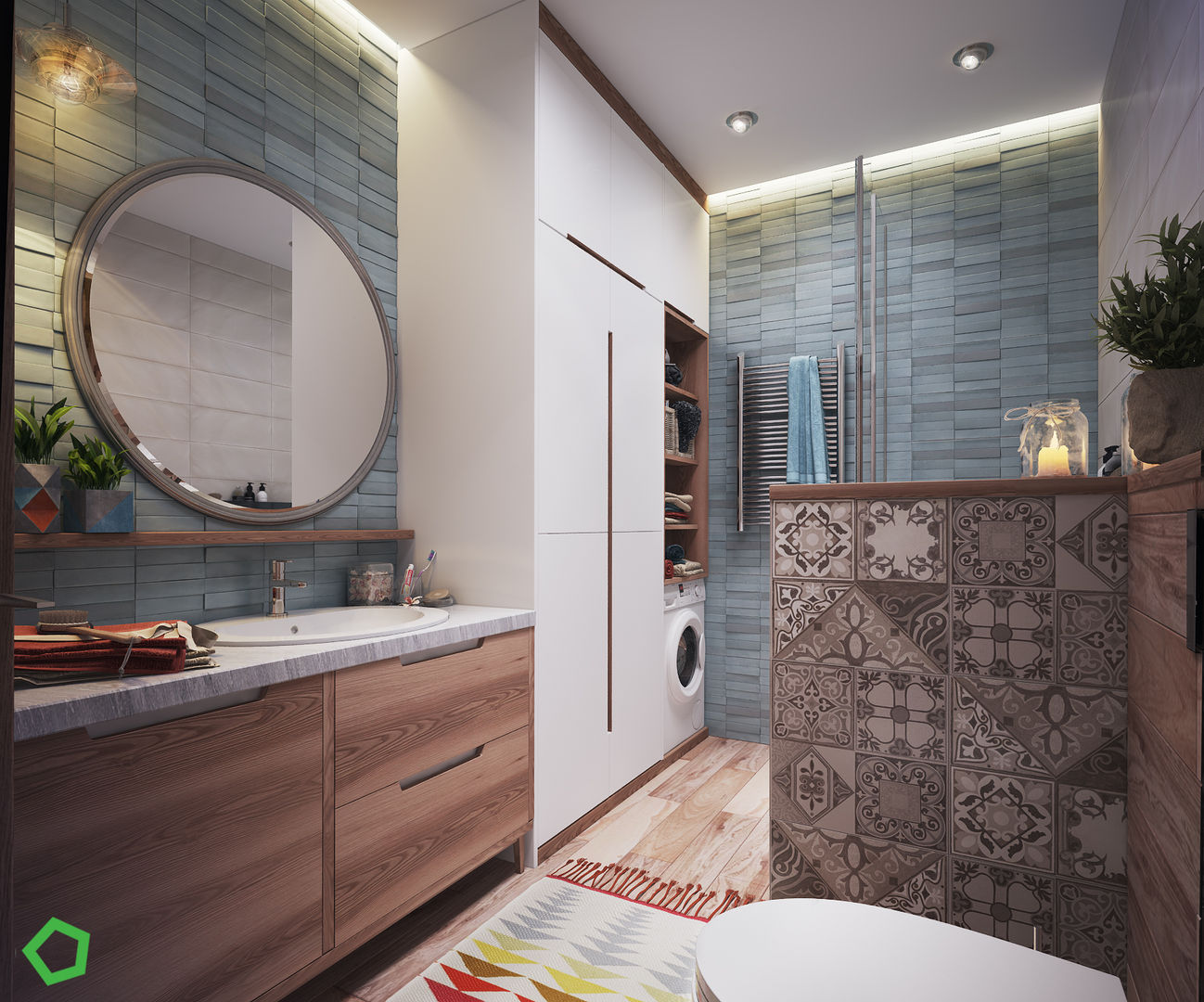 Apartment Myalik, Polygon arch&des Polygon arch&des İskandinav Banyo