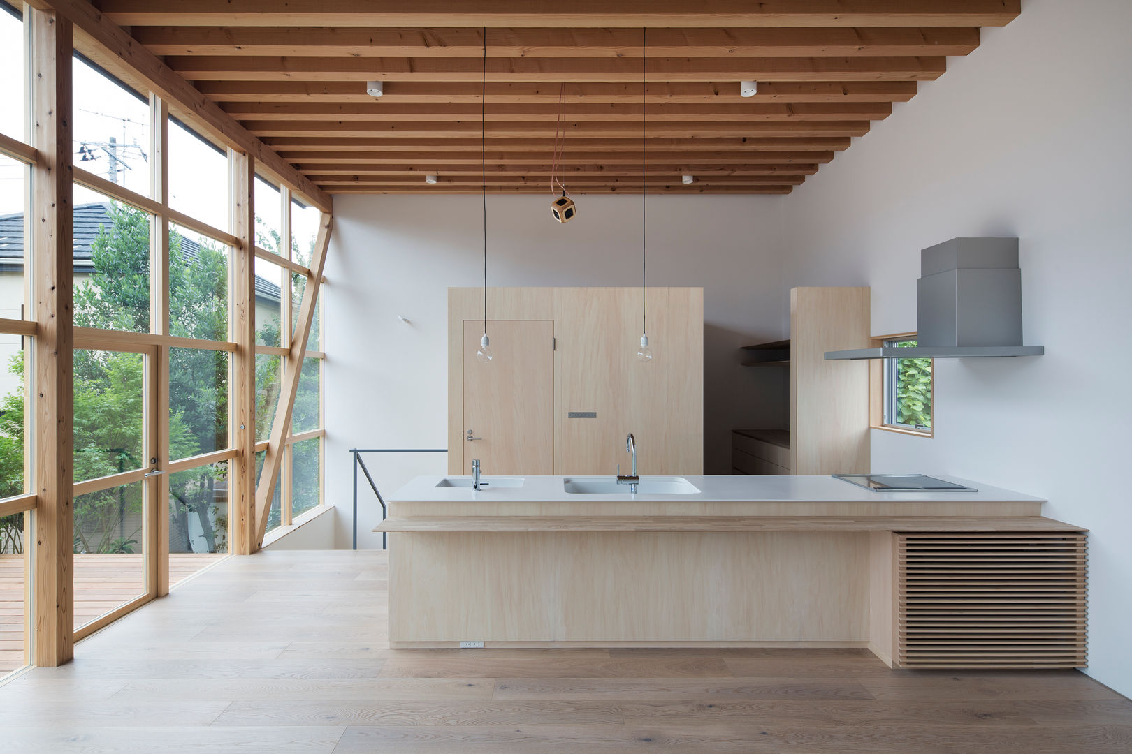 module grid house, 山路哲生建築設計事務所 山路哲生建築設計事務所 Kitchen Wood Wood effect