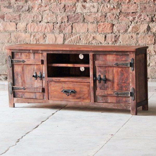 Rustica 2 Door 1 Drawer Reclaimed Wood TV Stand homify Rustikale Wohnzimmer Holz Holznachbildung TV- und Mediamöbel