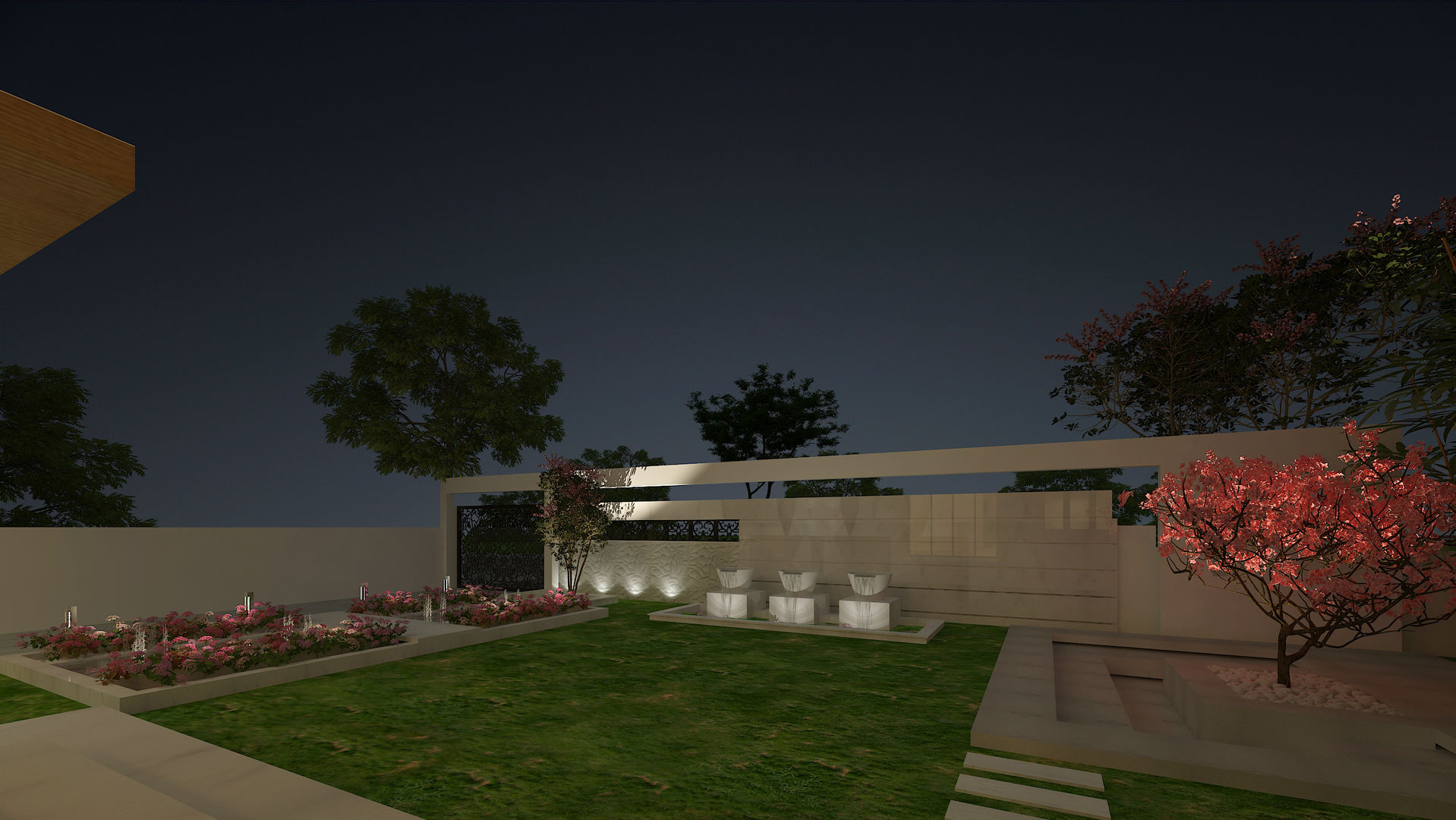 LANDSCAPE AREA VIEW De Panache - Interior Architects Modern garden Stone