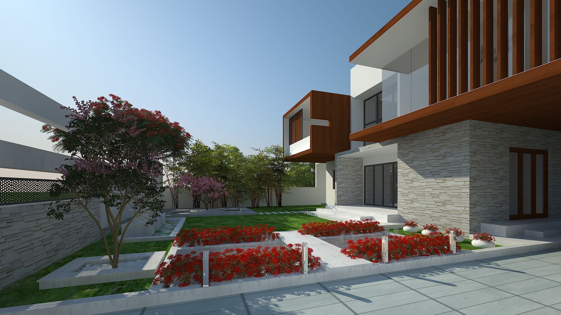 LANDSCAPE VIEW De Panache - Interior Architects Modern garden Stone