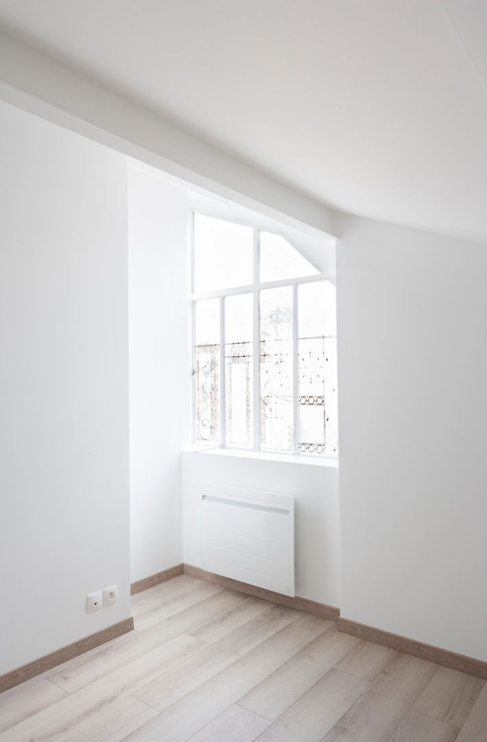 Chambre 01 - Parents homify Chambre industrielle Verre OOA,olivier,olindo,architecte,paris,montrouge,loft,usine,industriel,rénovation,extension,blanc