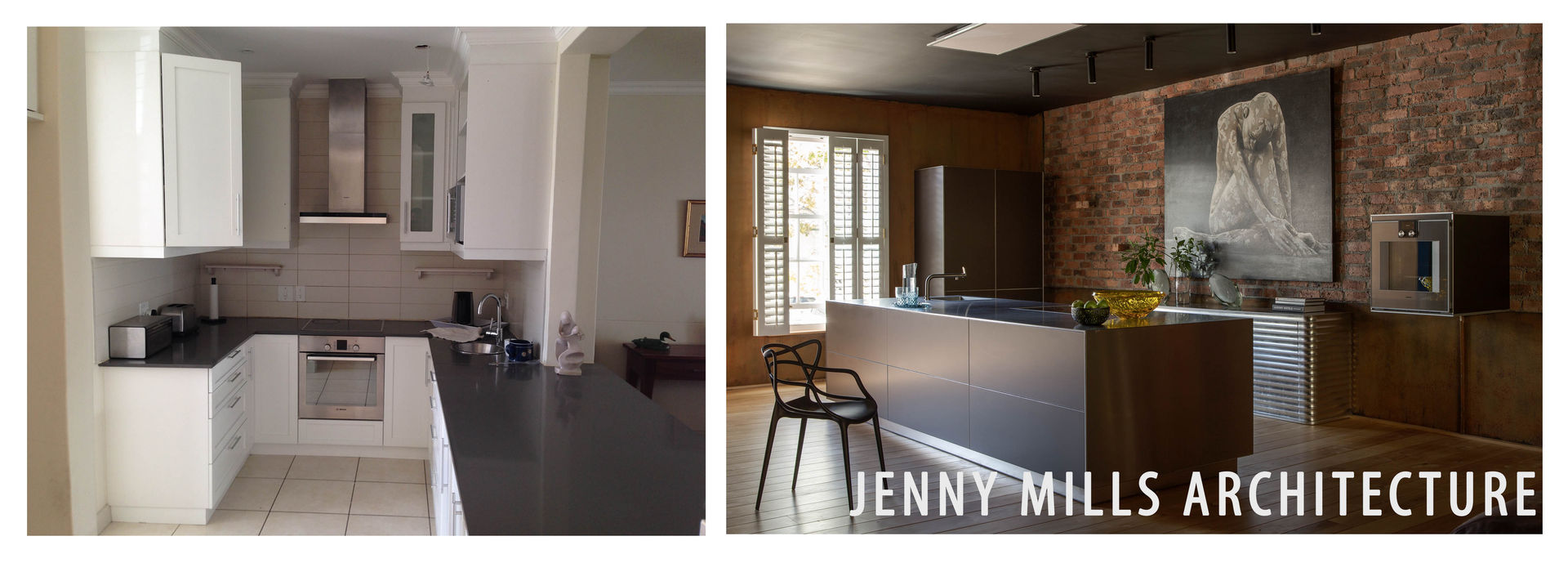 Kitchen Before and After Jenny Mills Architects Modern kitchen اینٹوں