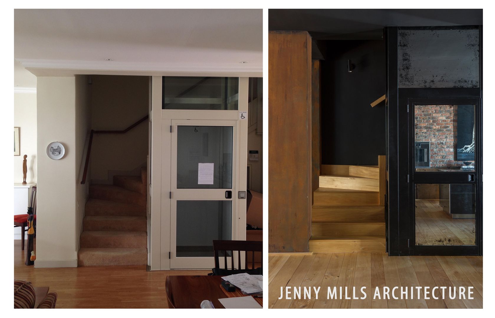 The Stairs - Before and After Jenny Mills Architects Modern corridor, hallway & stairs لکڑی Wood effect